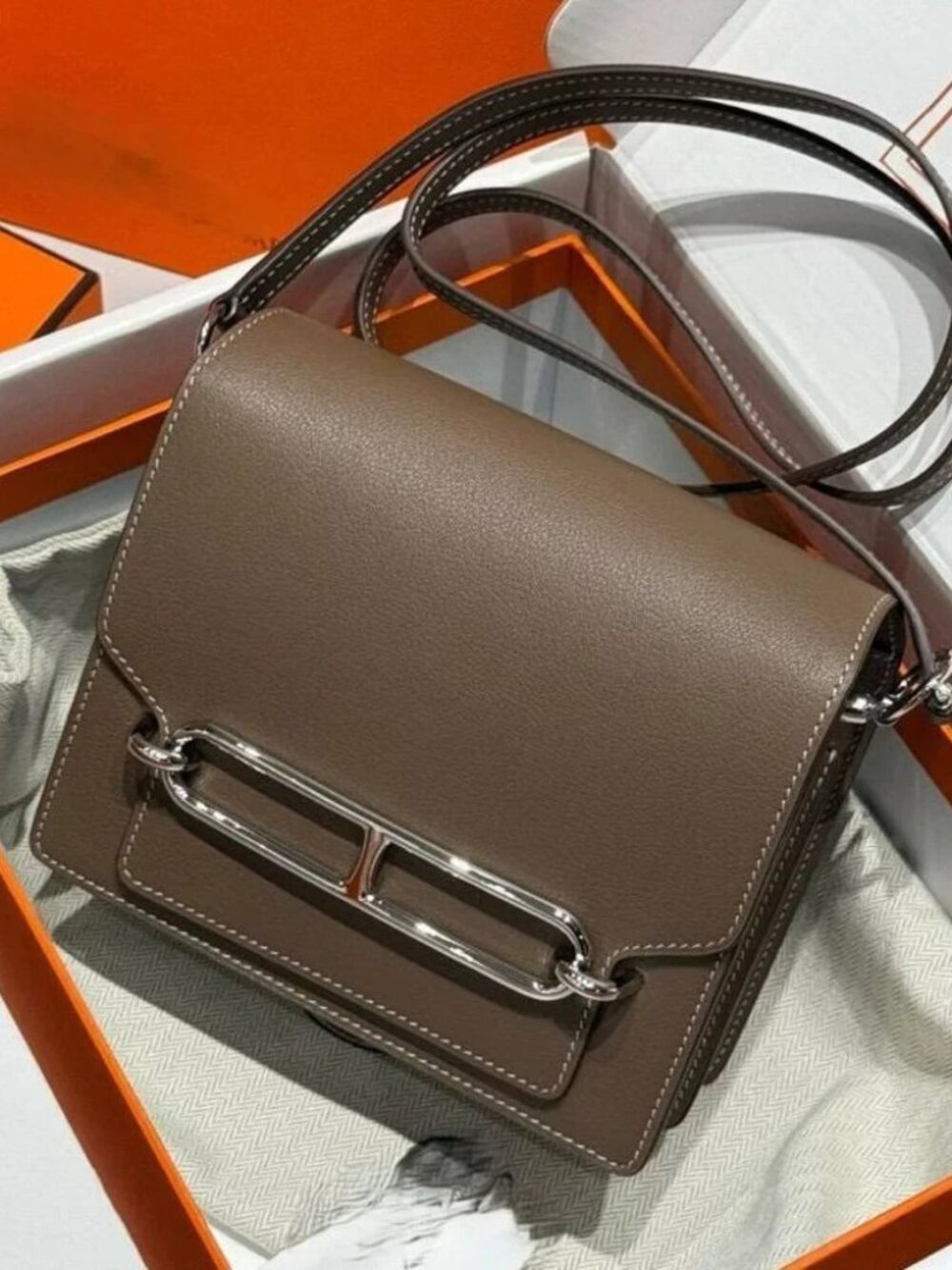 Crossbody leather bag NWT taupe color